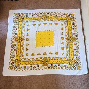 Vintage 1950's Folkart Tablecloth - 48" x 43"